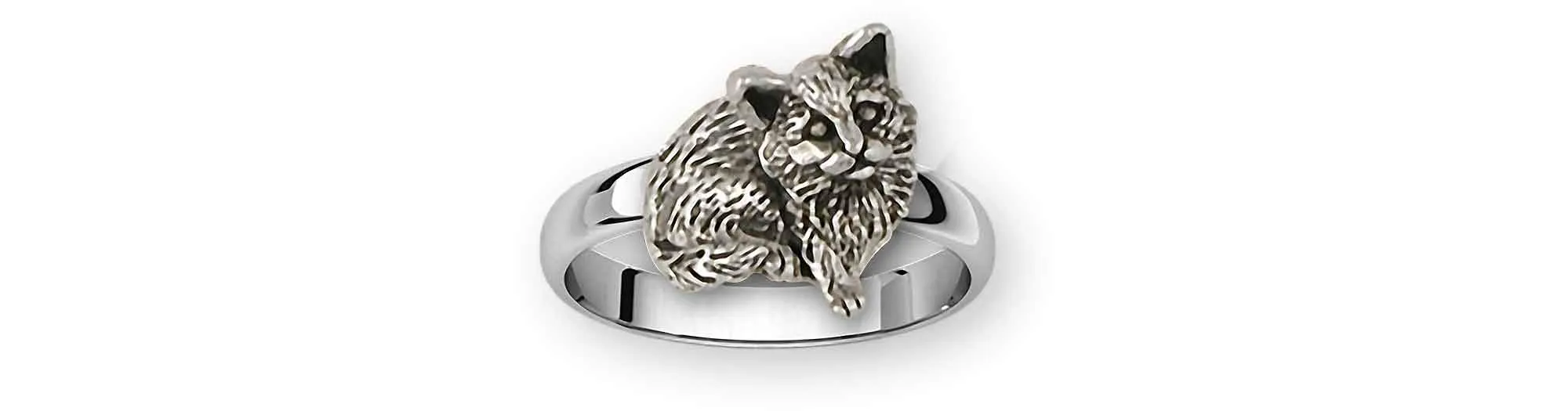 Cat Jewelry Sterling Silver Handmade Cat Ring  MN4-R