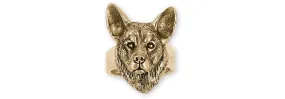 Cattle Dog Ring 14k Yellow Gold Handmade Australian Cattle Dog Jewelry  CTD2-RG