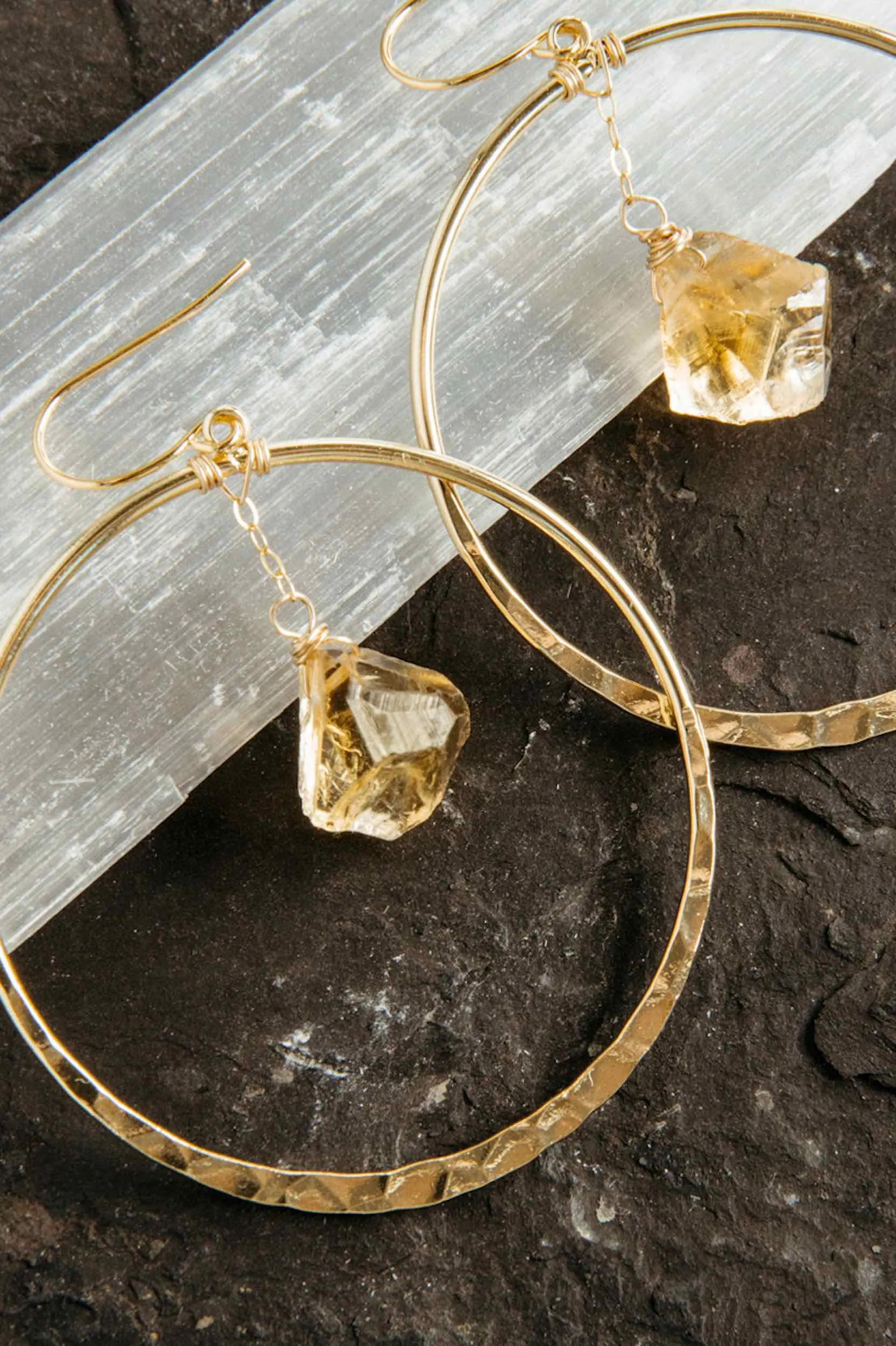 Citrine Joy Gold Hoop Earrings