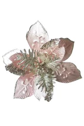 Clip on Poinsettia, Pink Filigree