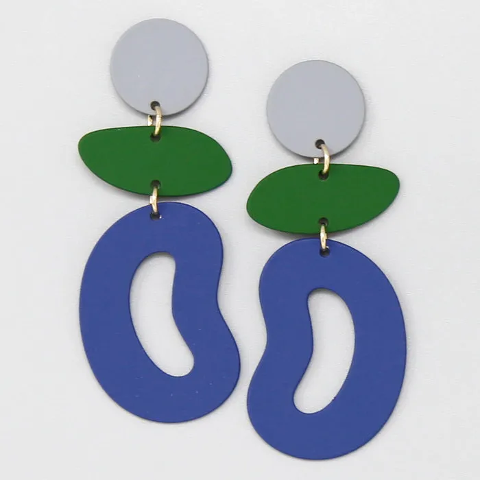 Color Coated Geometric Metal Drop Earrings