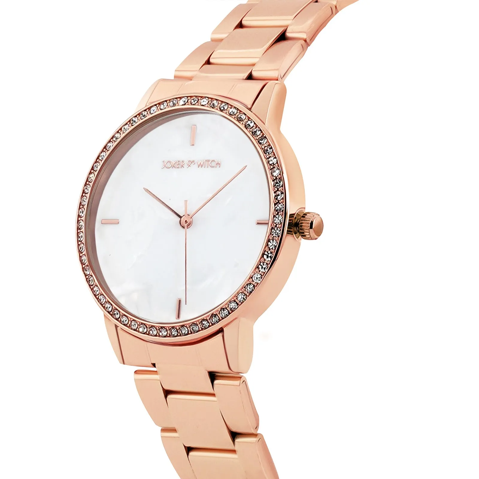 Comet MOP Dial Rhinestone Rosegold Metallic Strap Watch