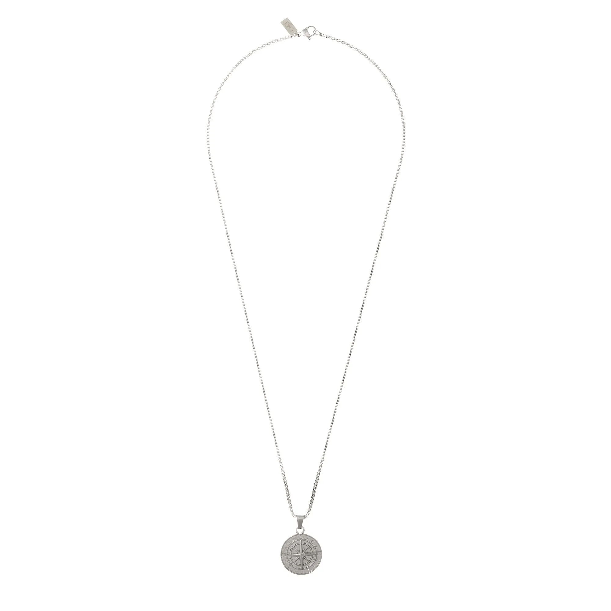 Compass Disc Chain Necklace - Silver