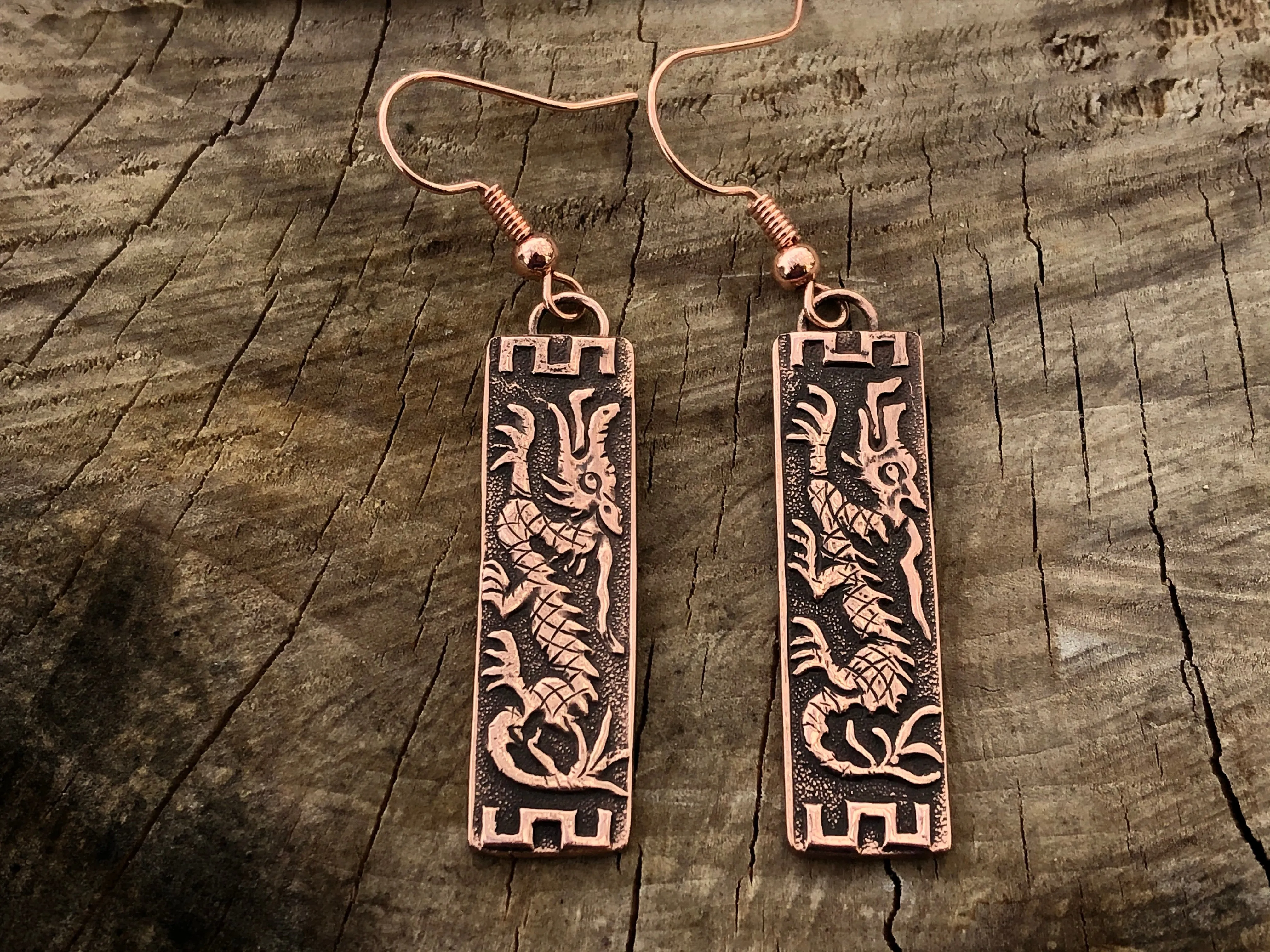 Copper Dragon Earrings