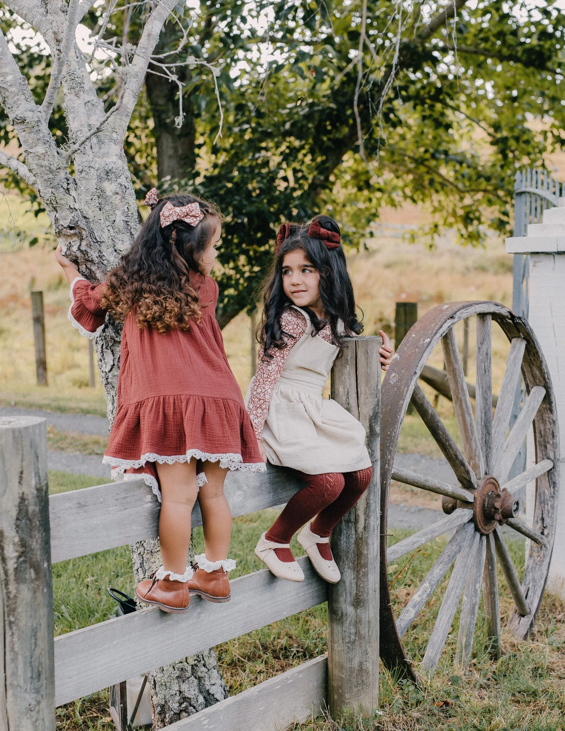 Corduroy Pinwheel Bow - Garnet