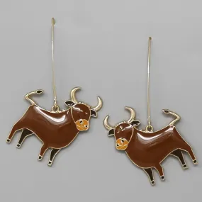 Cow Enamel Drop Earrings