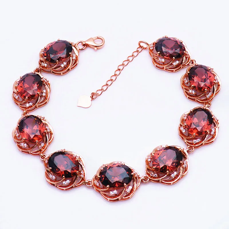 Crystal Inlaid Ruby Jewelry Set