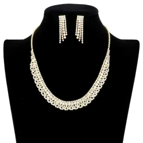 Crystal Rhinestone Pave Necklace Earring Set