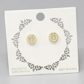 CZ Pave Gold Dipped Stud Earrings