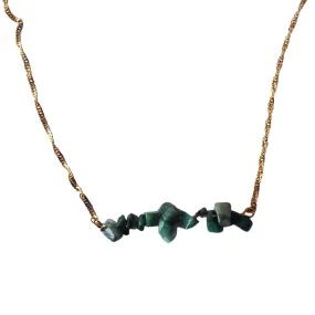 Dainty Green Malachite Bar Necklace