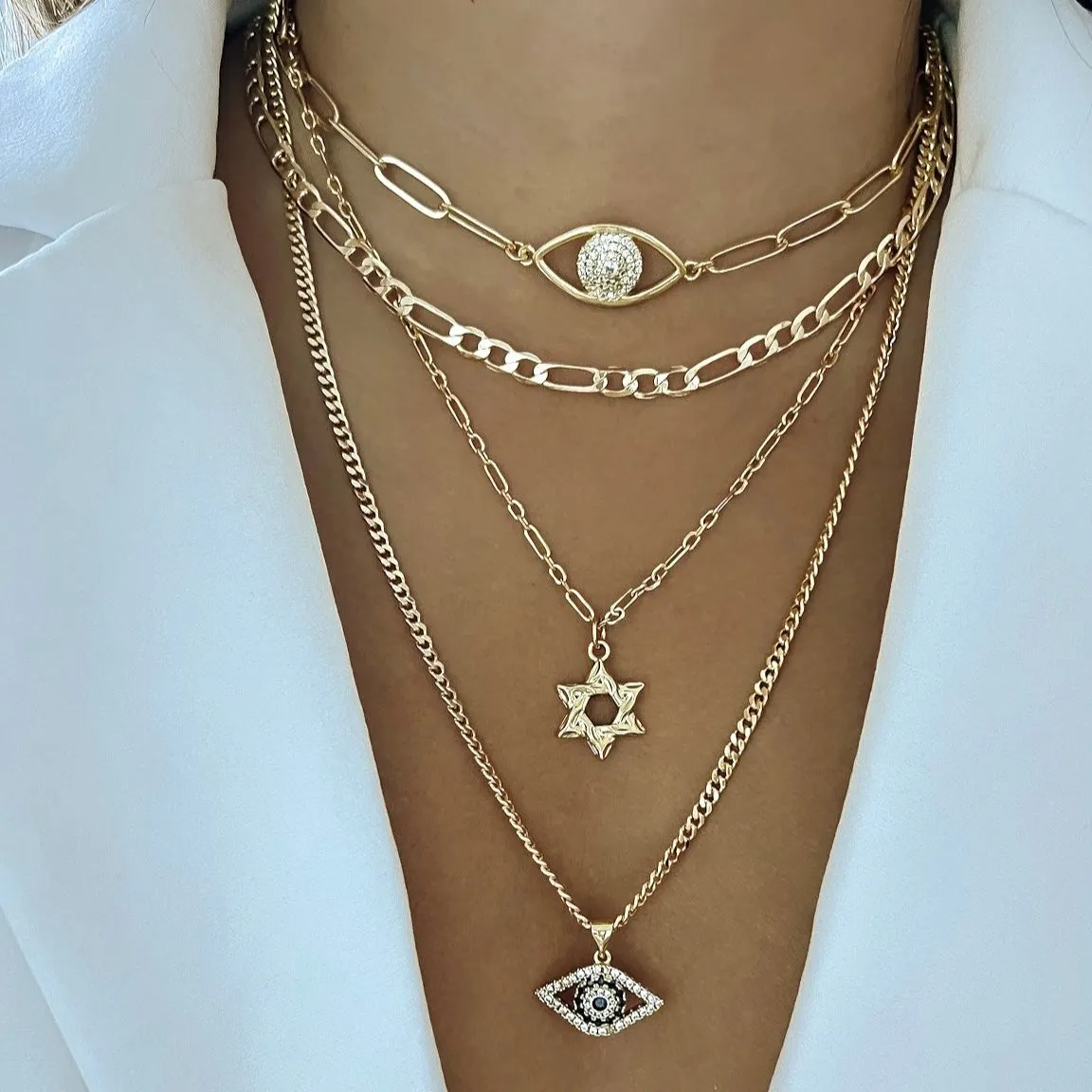 Dainty Star of David & Evil Eye Set