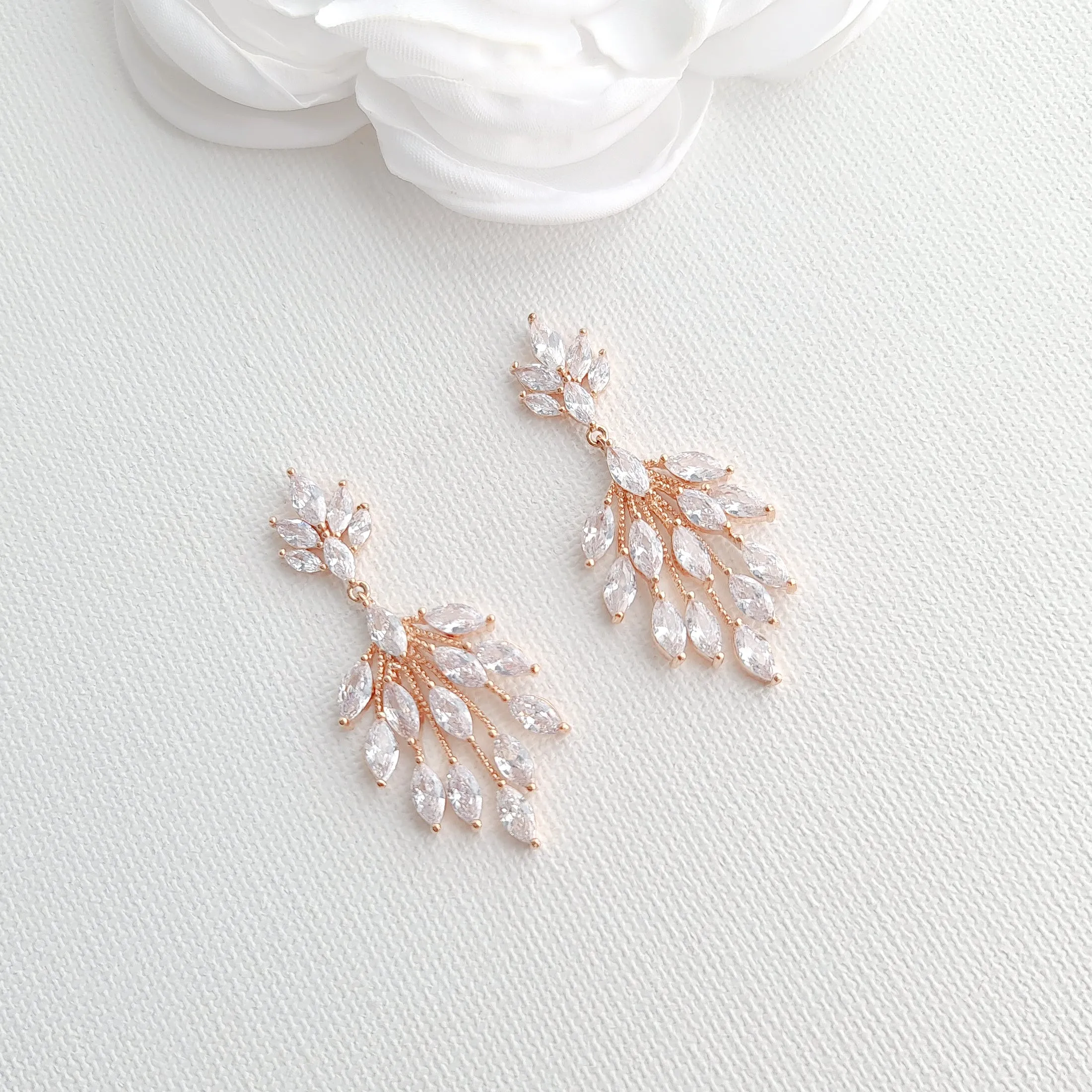 Delicate Marquise Chandelier Earrings-Belle