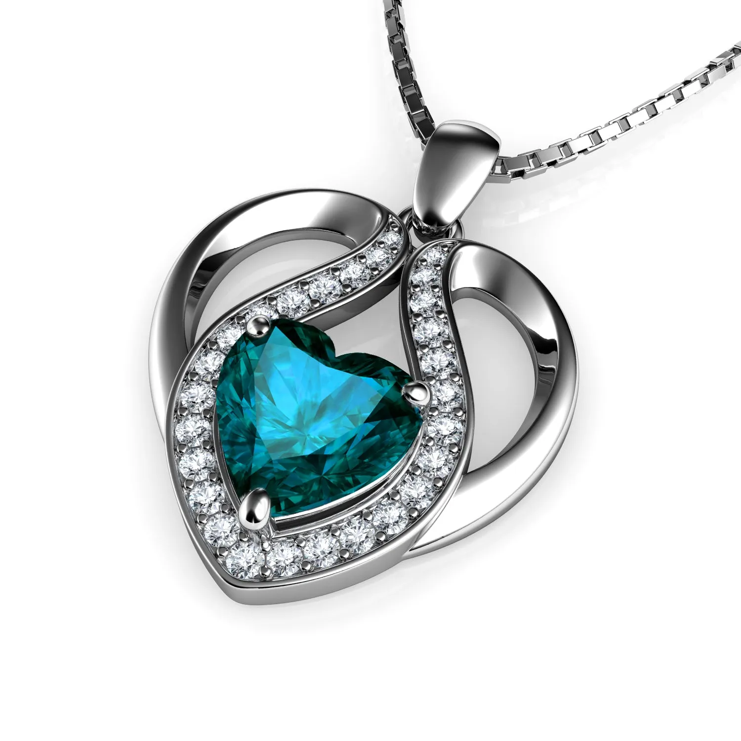 DEPHINI - Cute aqua necklace for Women - 925 sterling silver pendant