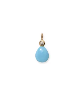 Diamond & Turquoise 14k Gold Necklace Charm