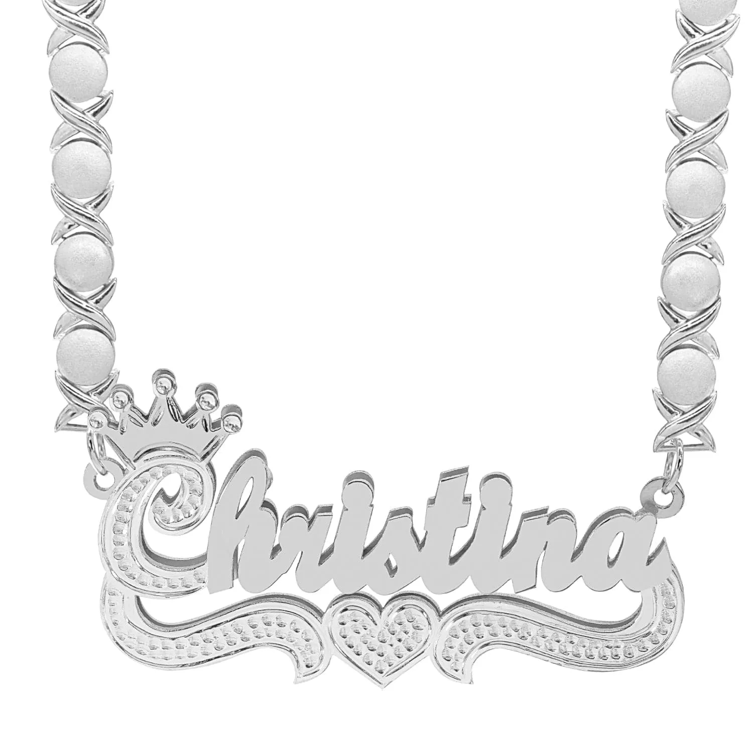 Double Plated Name Necklace Christina with Rhodium Xoxo chain