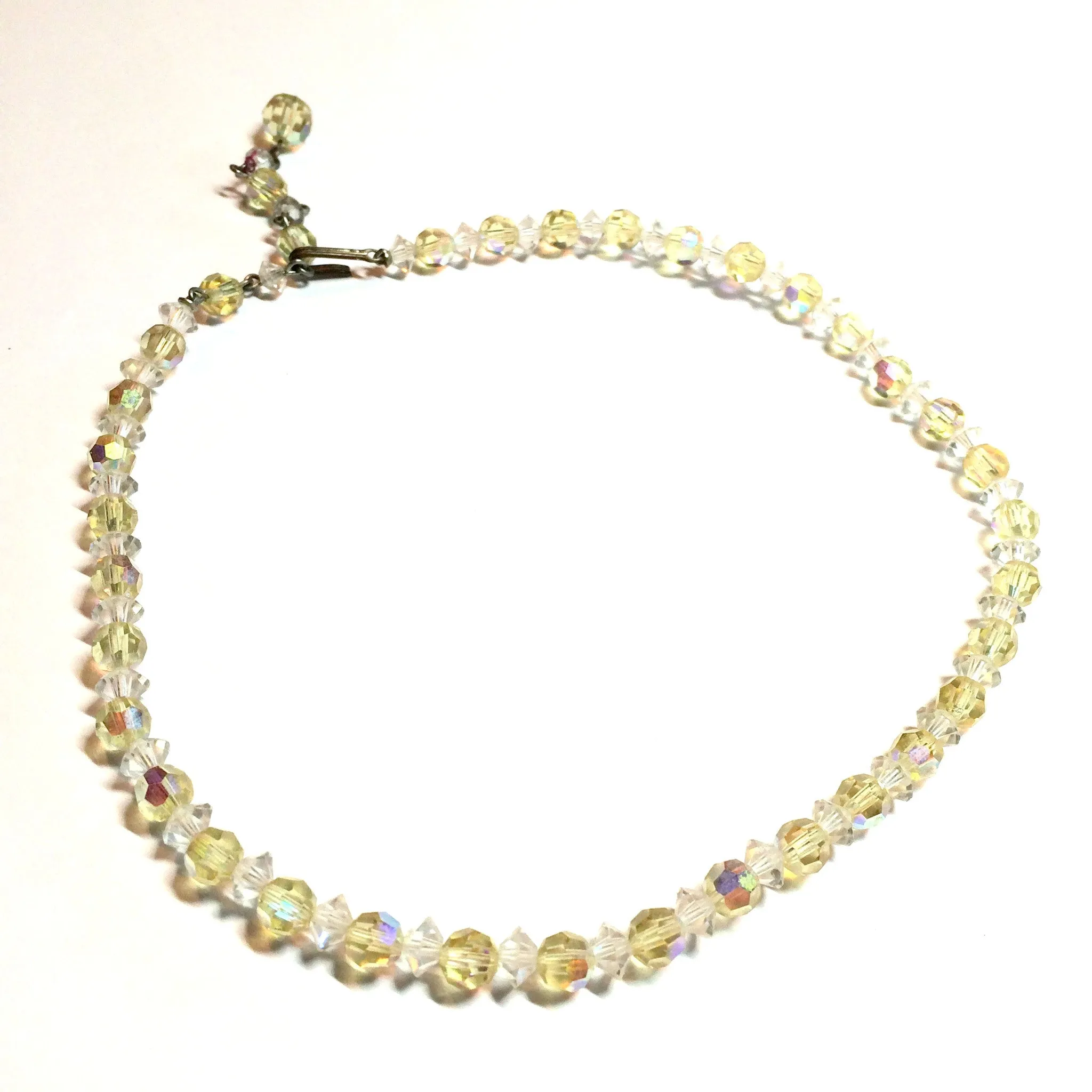 Elegant Pale Yellow and Clear Crystal Necklace circa 1960s