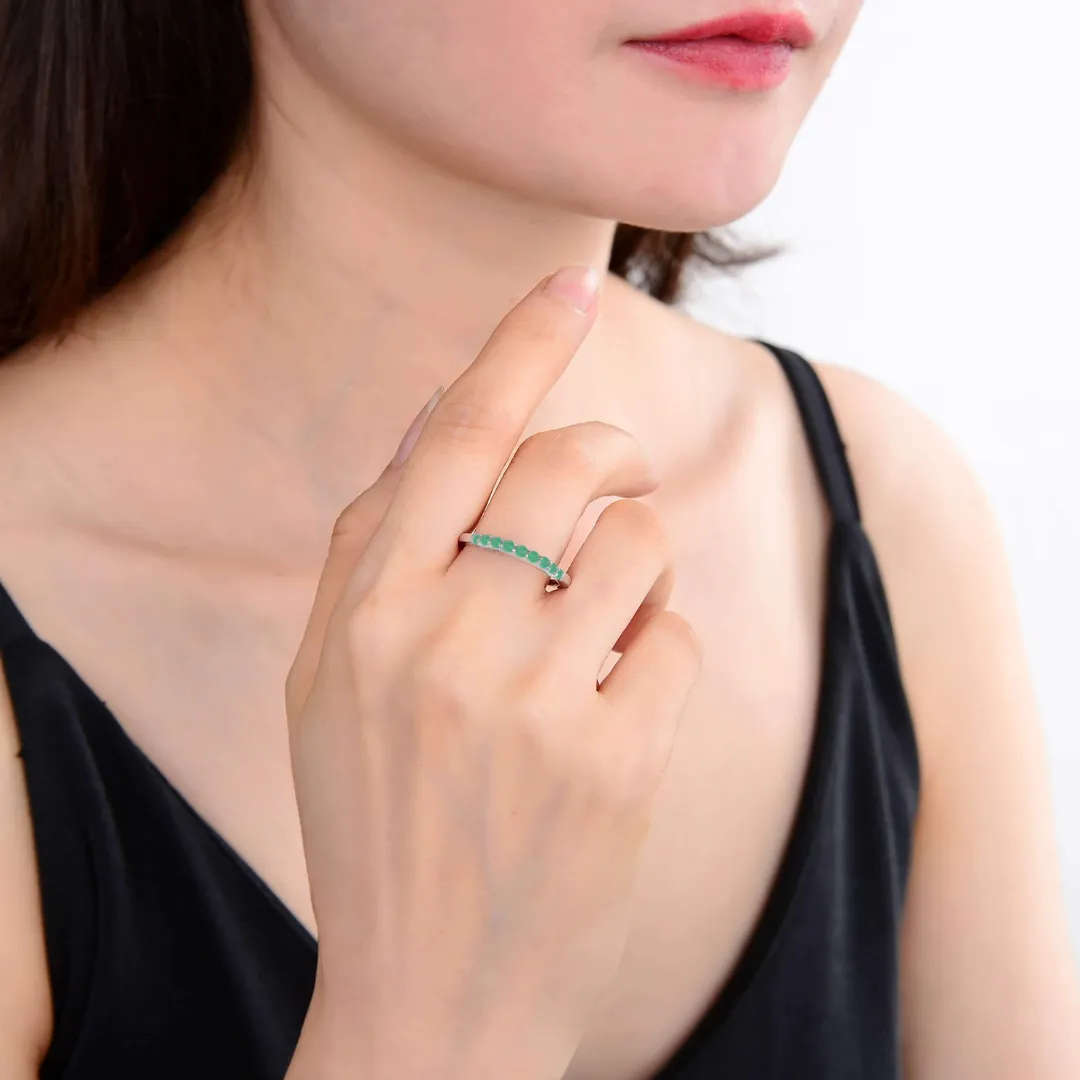 Emerald Half Eternity Ring