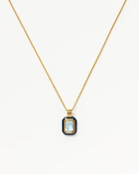 Enamel & Stone Pendant Necklace | 18ct Gold Plated Vermeil/Blue Cubic Zirconia