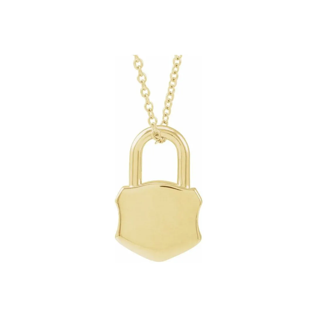 ENGRAVED LOCK PENDANT NECKLACE