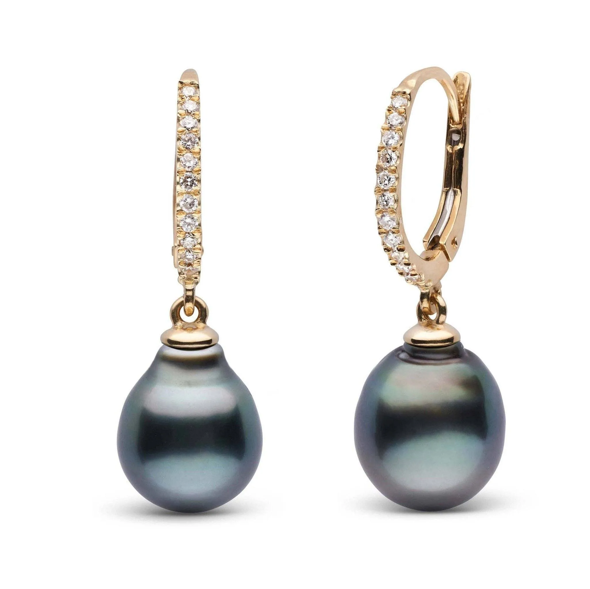 Eternal Collection Tahitian 9.0-10.0 mm Baroque Pearl & Diamond Dangle Earrings