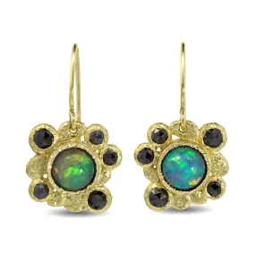 Ethiopian Opal Earrings with Black Diamonds