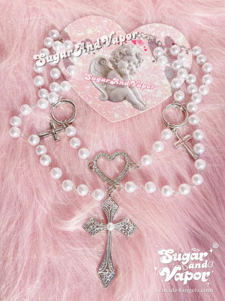 Fayette Layered Pearls Cross Choker