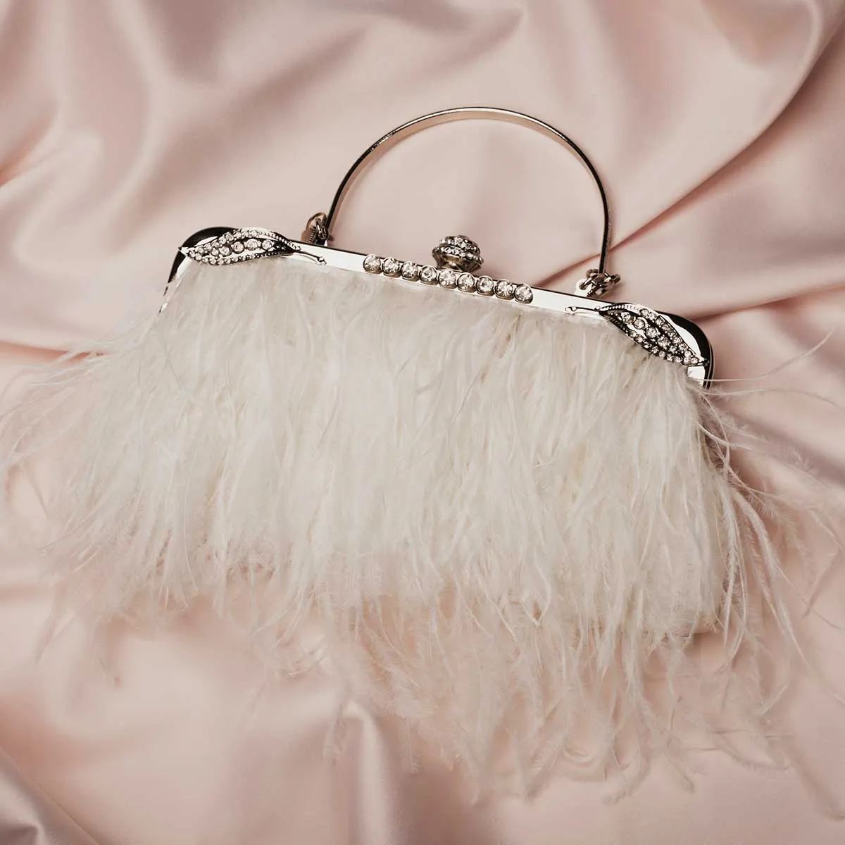 Feather bag with diamante clasp