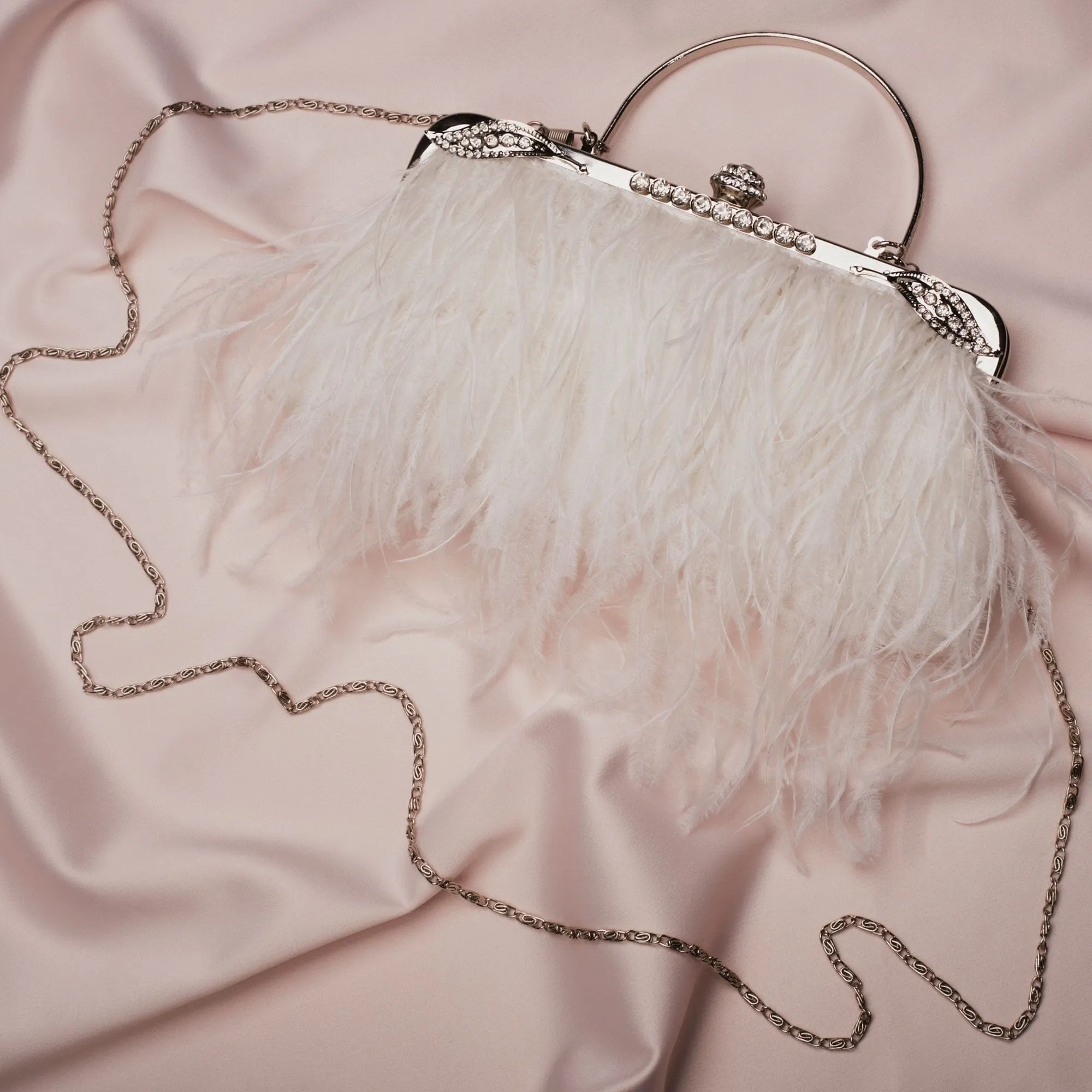 Feather bag with diamante clasp