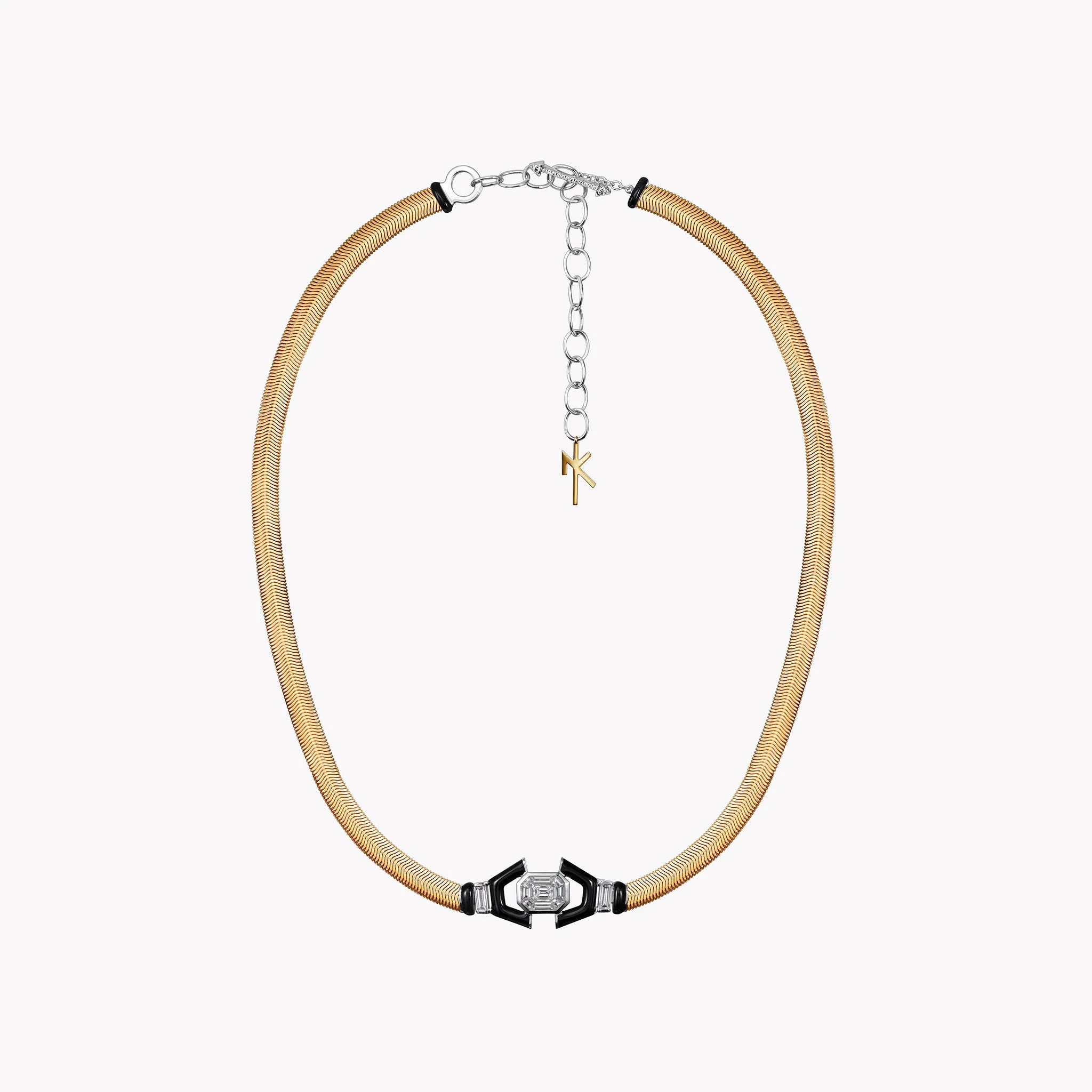 Feelings Diamond & Black Enamel Necklace