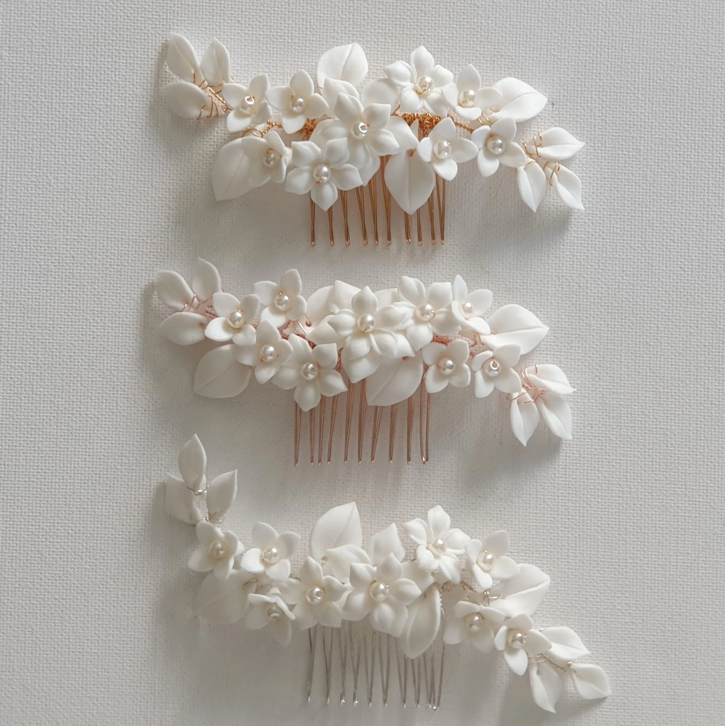 Flower Hair Comb for Brides-Snow Drops