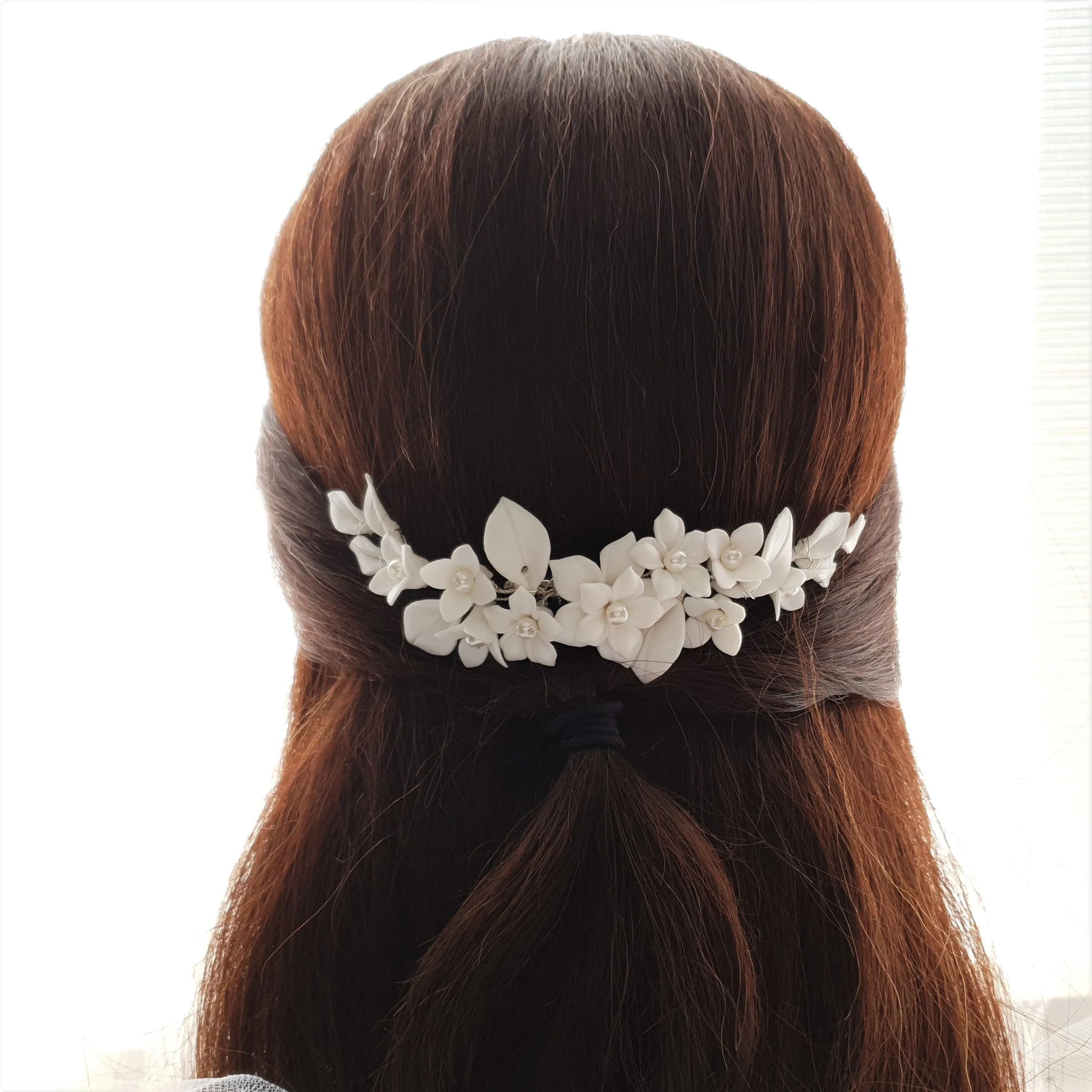 Flower Hair Comb for Brides-Snow Drops