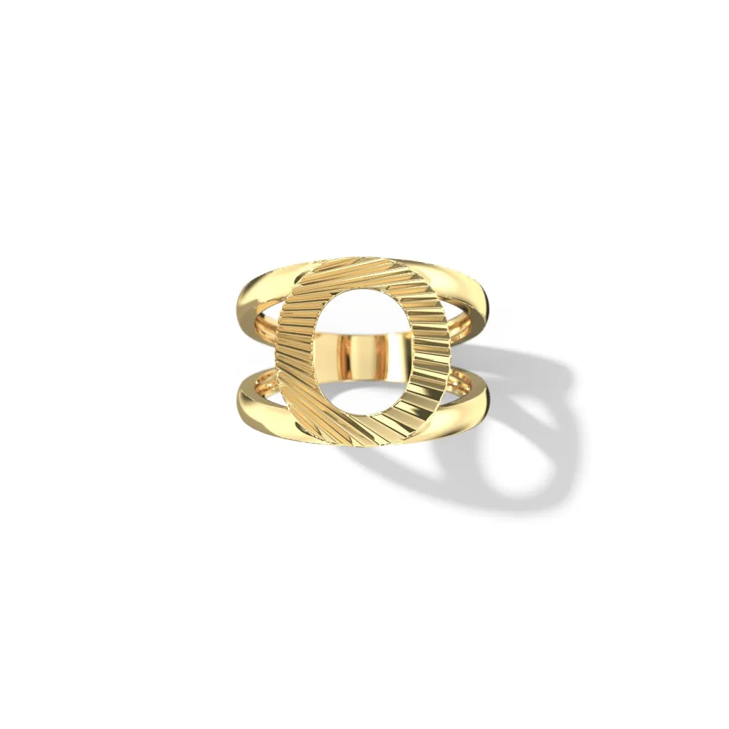 Fluted Split Shank Letter Gold Rings