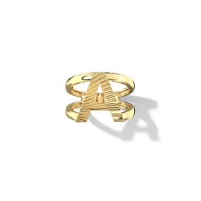 Fluted Split Shank Letter Gold Rings