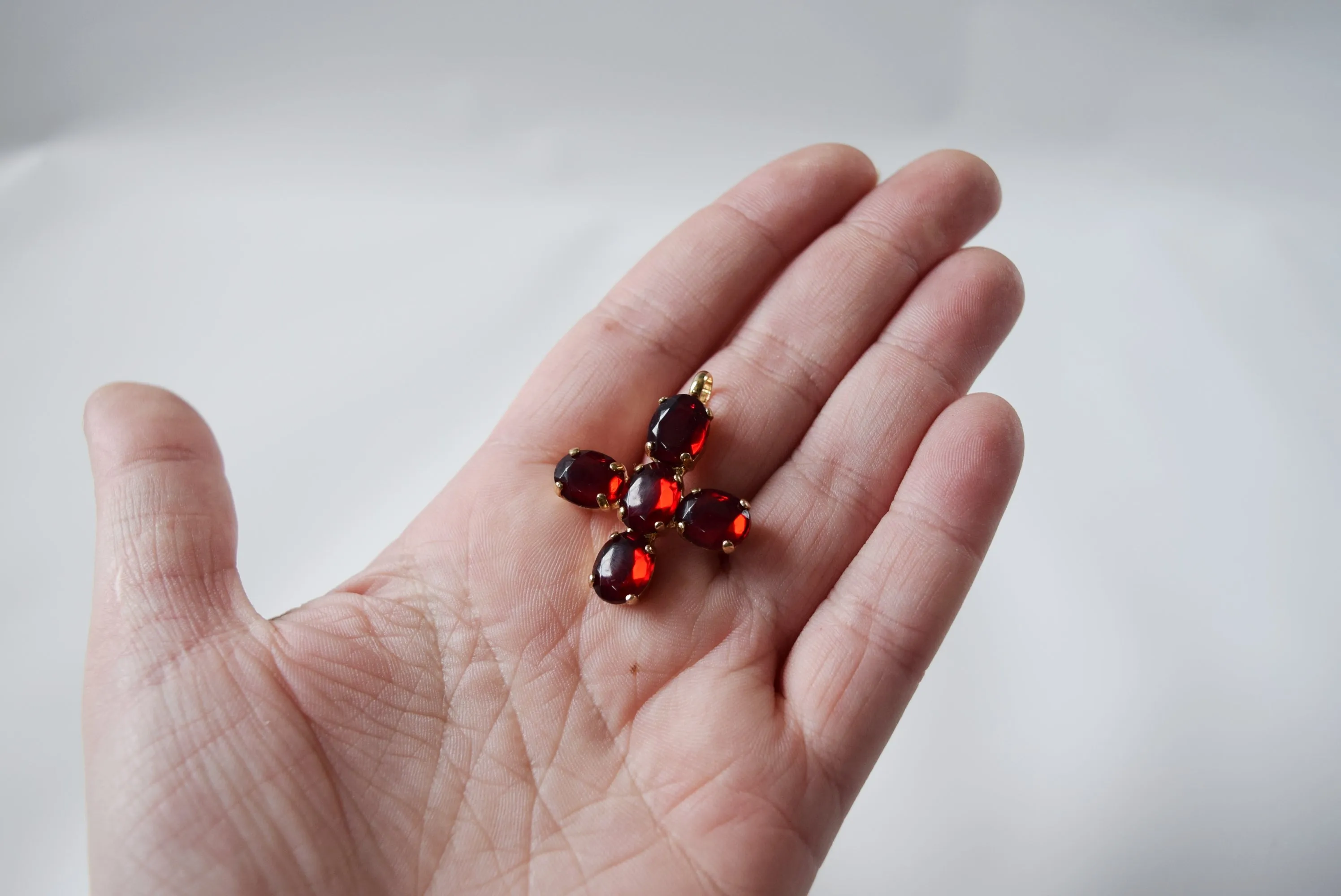 Garnet Crystal Small Cross Pendant