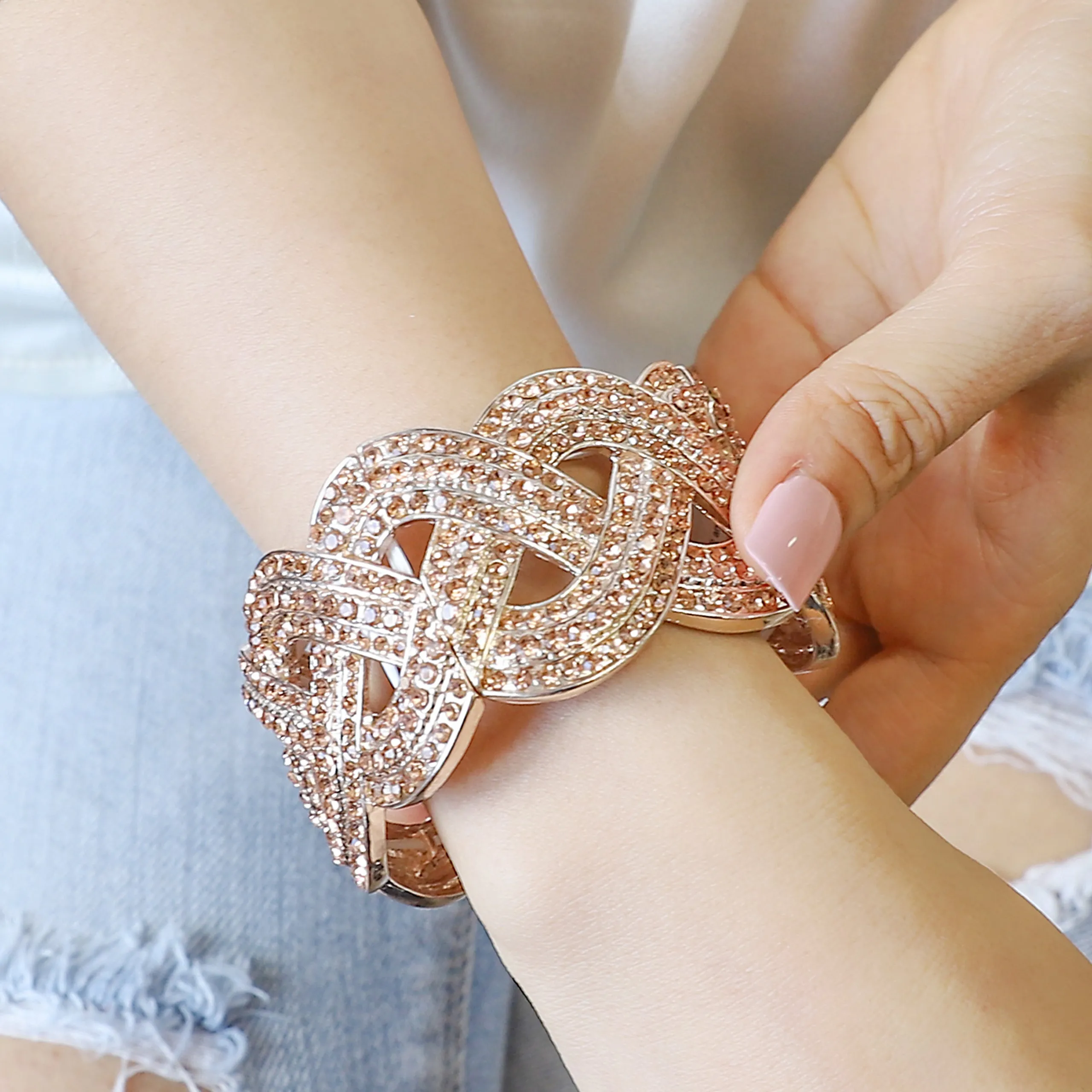 Gemma Intertwined Rhinestone Bracelet Cuff