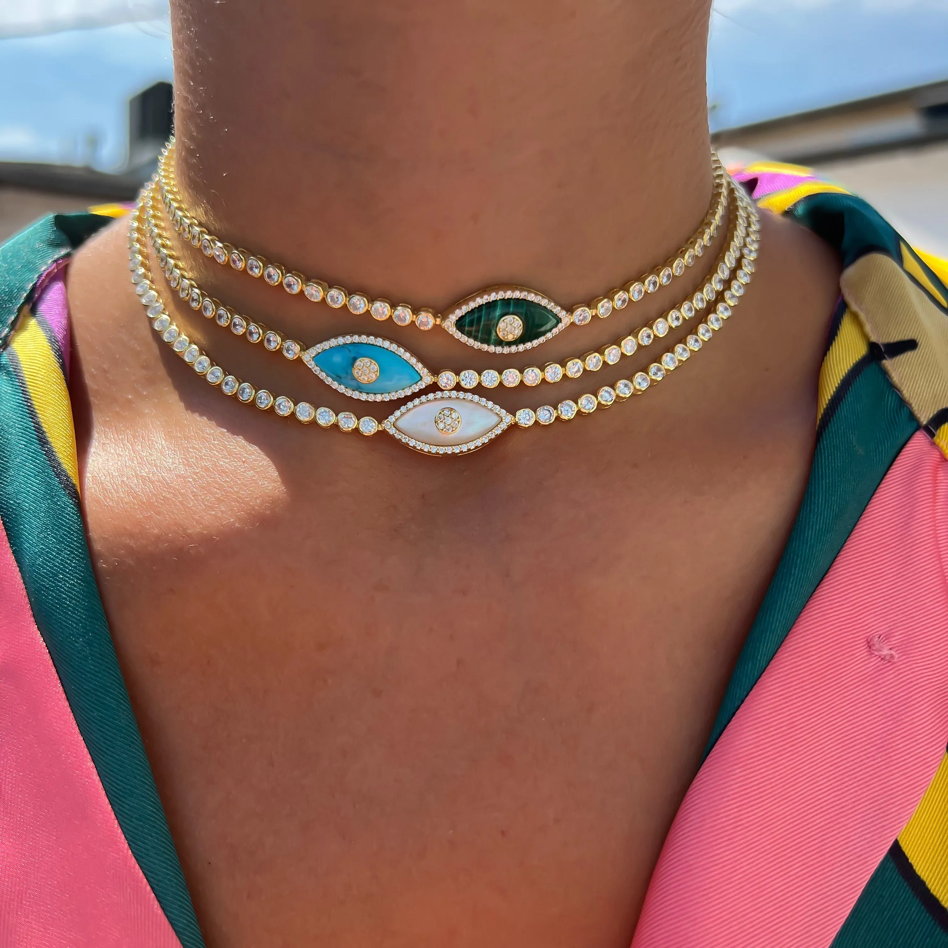 “Gemma” mother of pearl eye choker