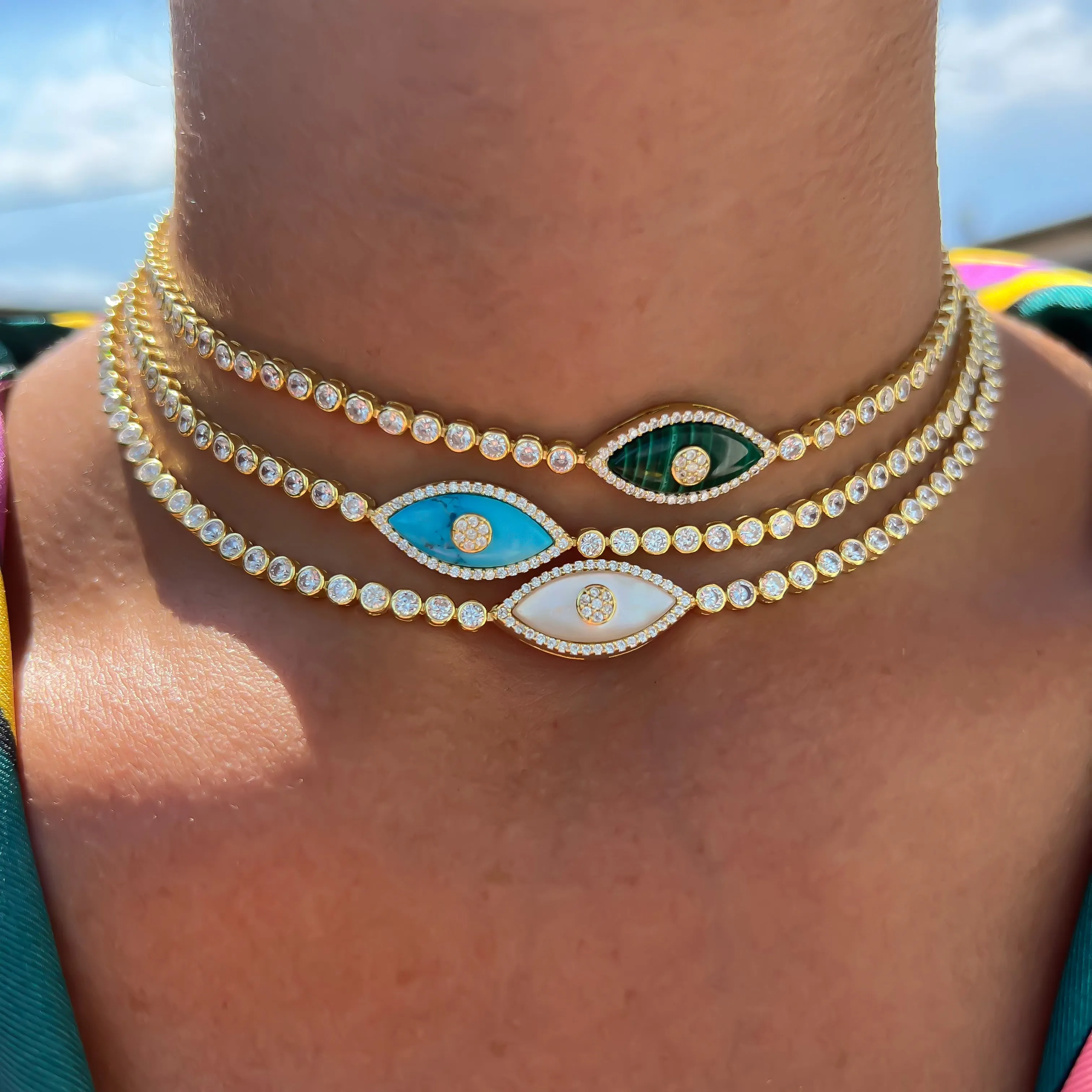 “Gemma” mother of pearl eye choker