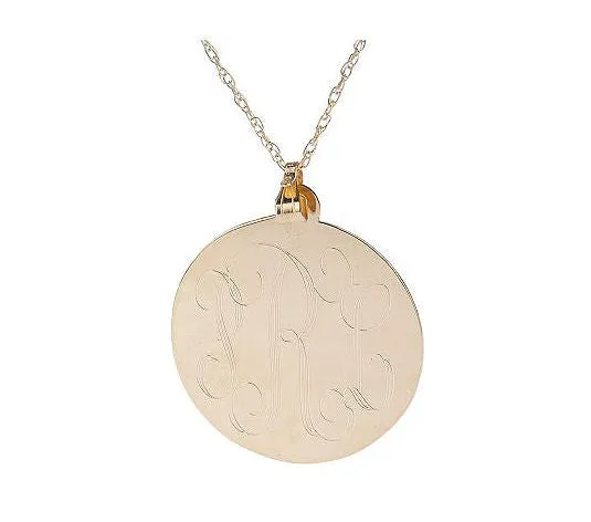 Gold Engraved Disc Monogram Necklace