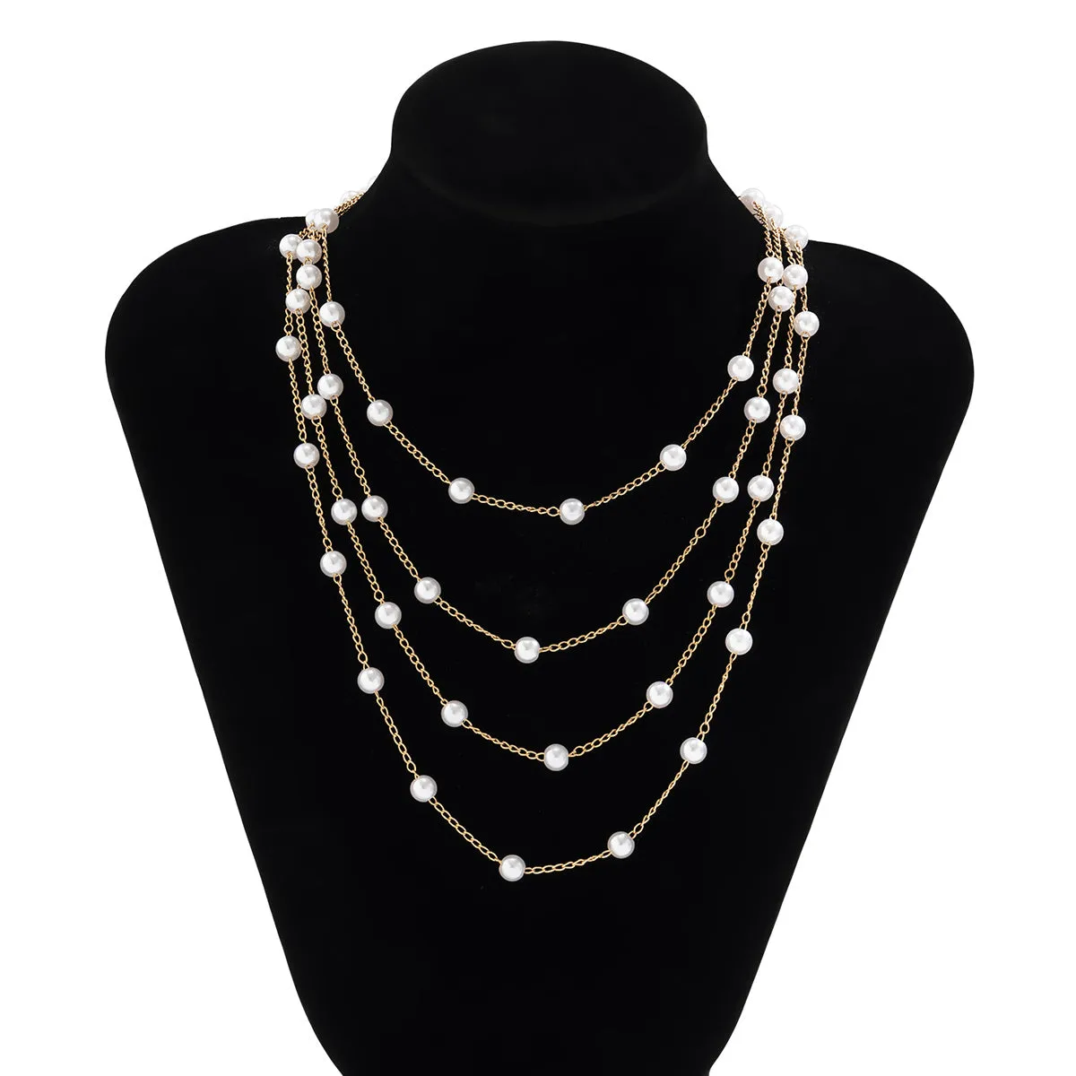 Gorgeous Faux Pearl Multi-Layer Necklace: A Delicate Design Perfect for Any Occasion - A Perfect Gift for Women & Girls!