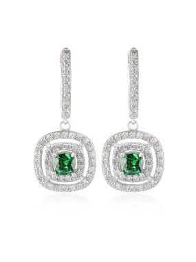 Green Emerald Dangle Earrings For Women