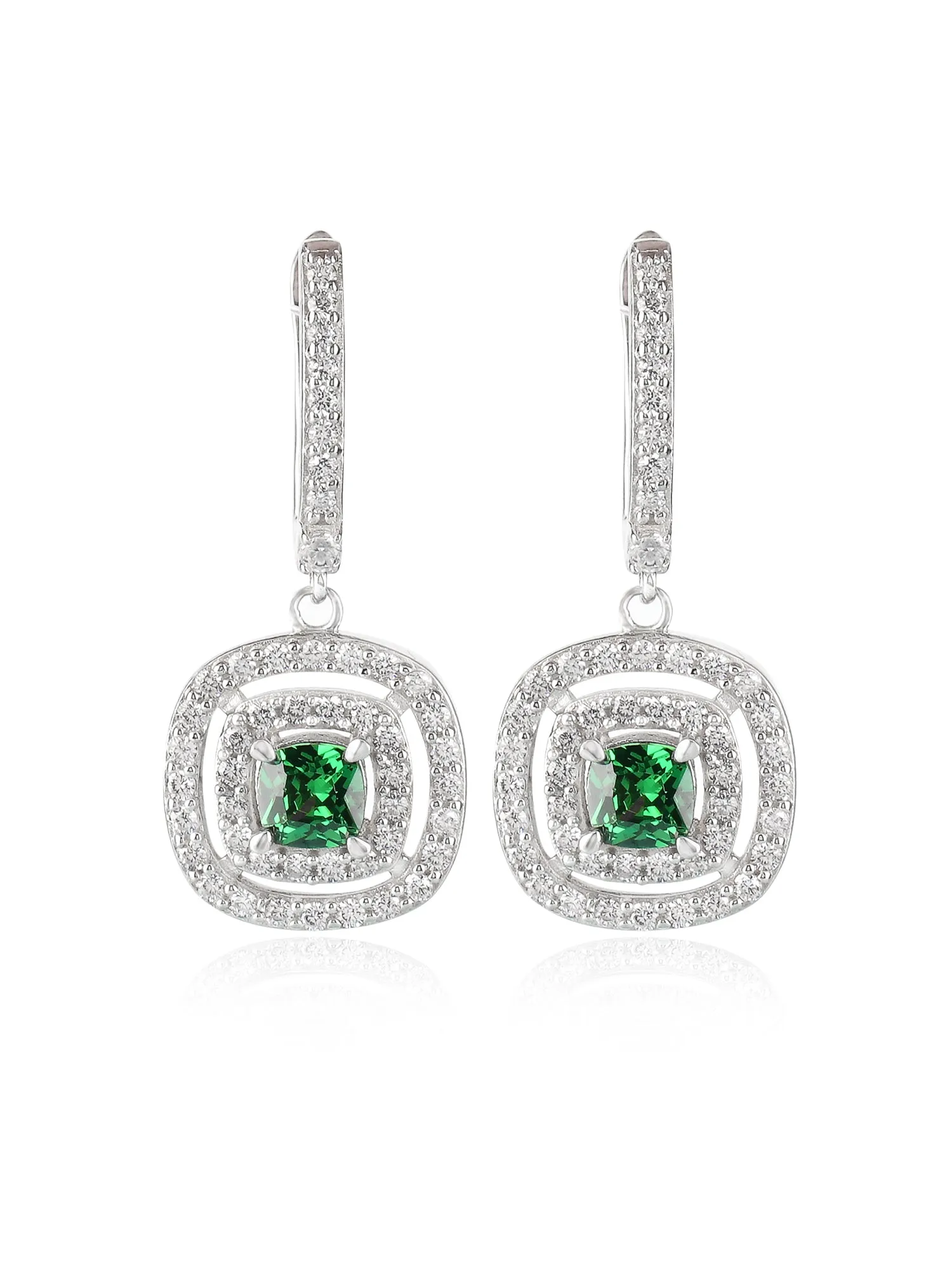 Green Emerald Dangle Earrings For Women