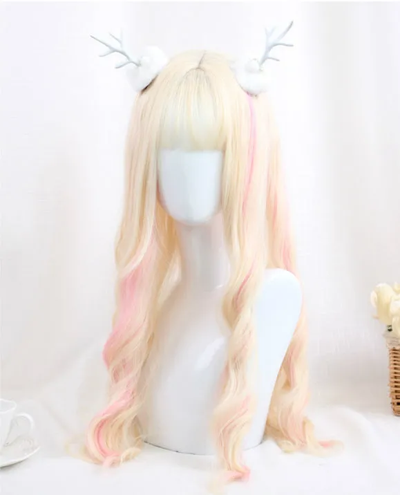 HARAJUKU LOLITA MIXTURE PINK GOLDEN COS BIG WAVE WIG BY31021