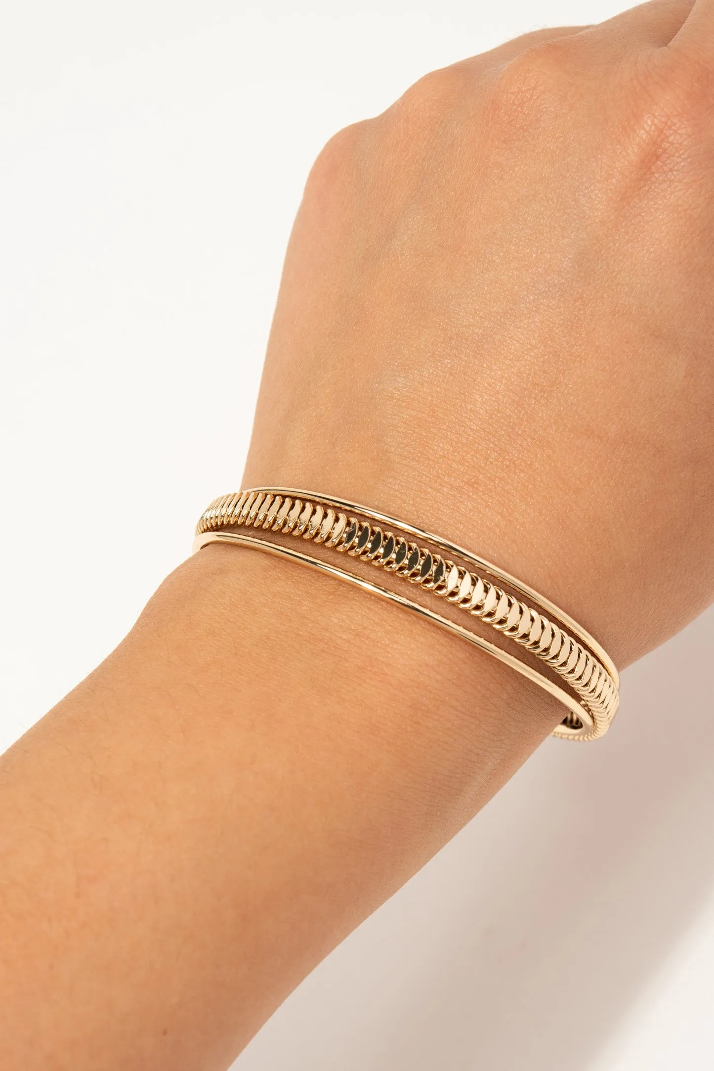 Heather Ribbed Cuff Bracelet - Gold