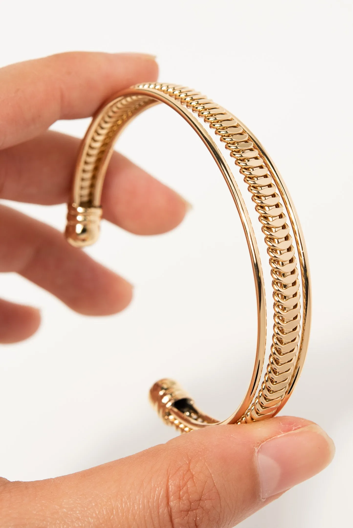 Heather Ribbed Cuff Bracelet - Gold