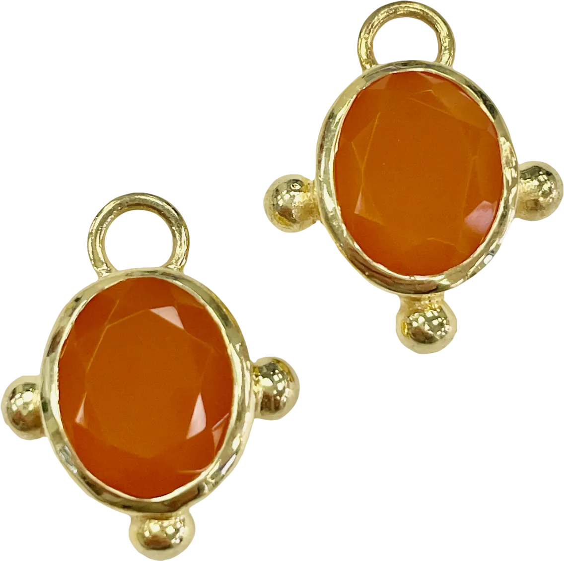 Heavenly London Gold / Orange Onyx Oval Detachable Drops For Huggies/hoop Earrings