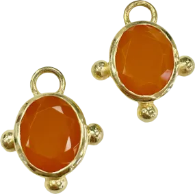 Heavenly London Gold / Orange Onyx Oval Detachable Drops For Huggies/hoop Earrings