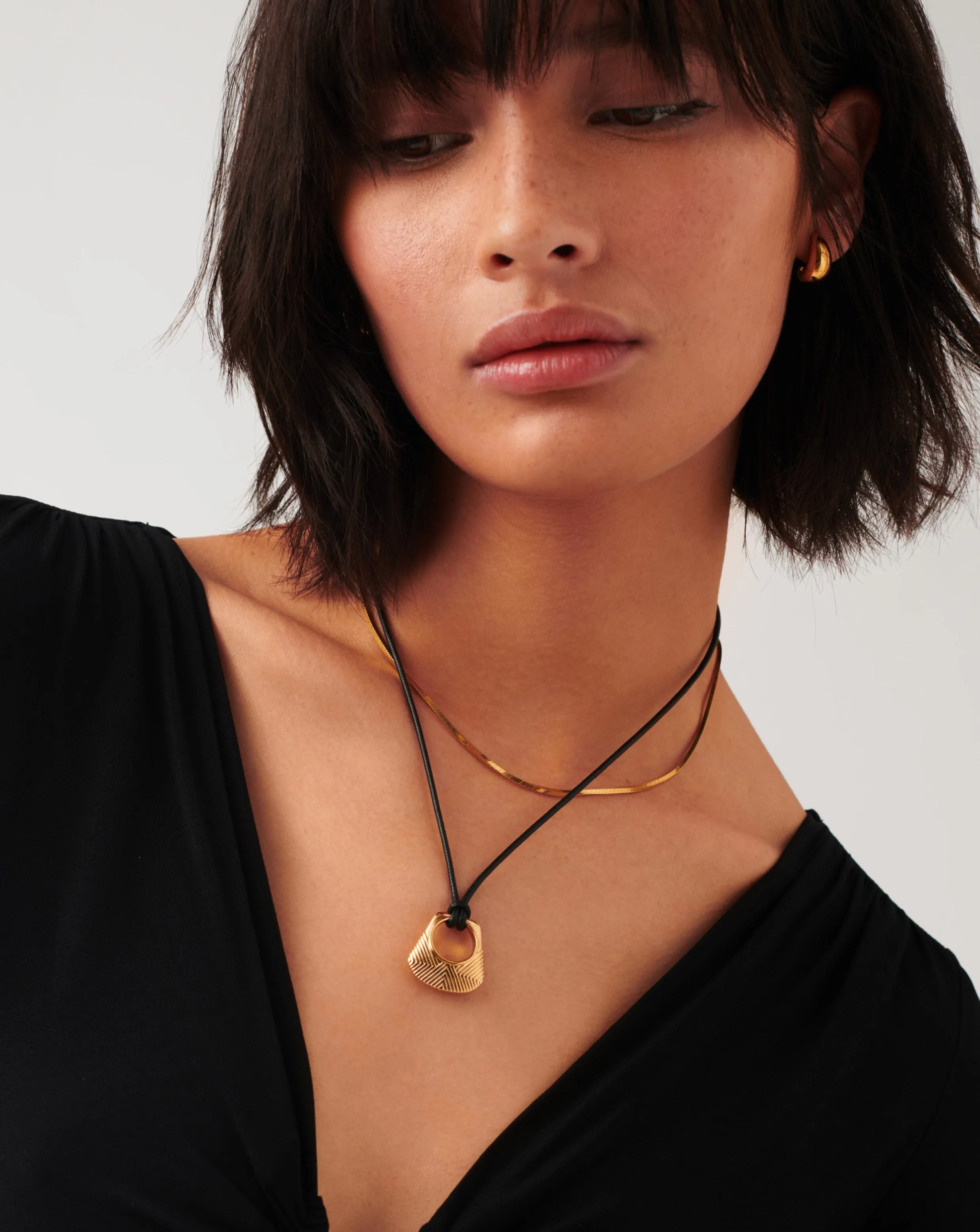 Hera Ridge Pendant Cord Necklace | 18ct Gold Plated