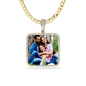 Iced Out Square Photo Pendant