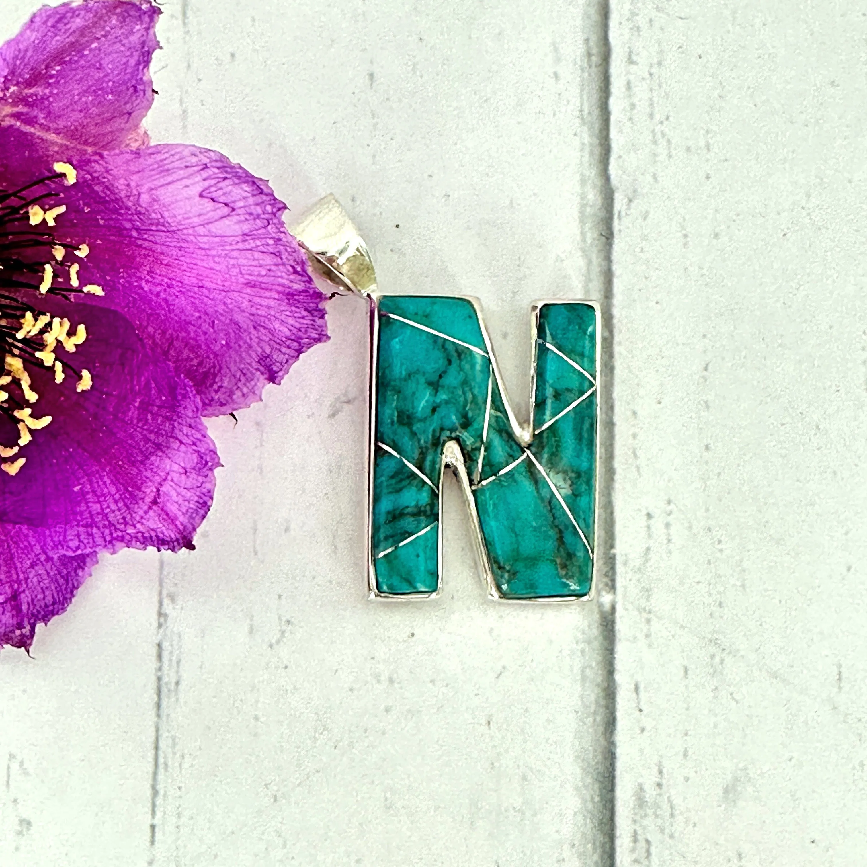 Initial Pendant {Turquoise}