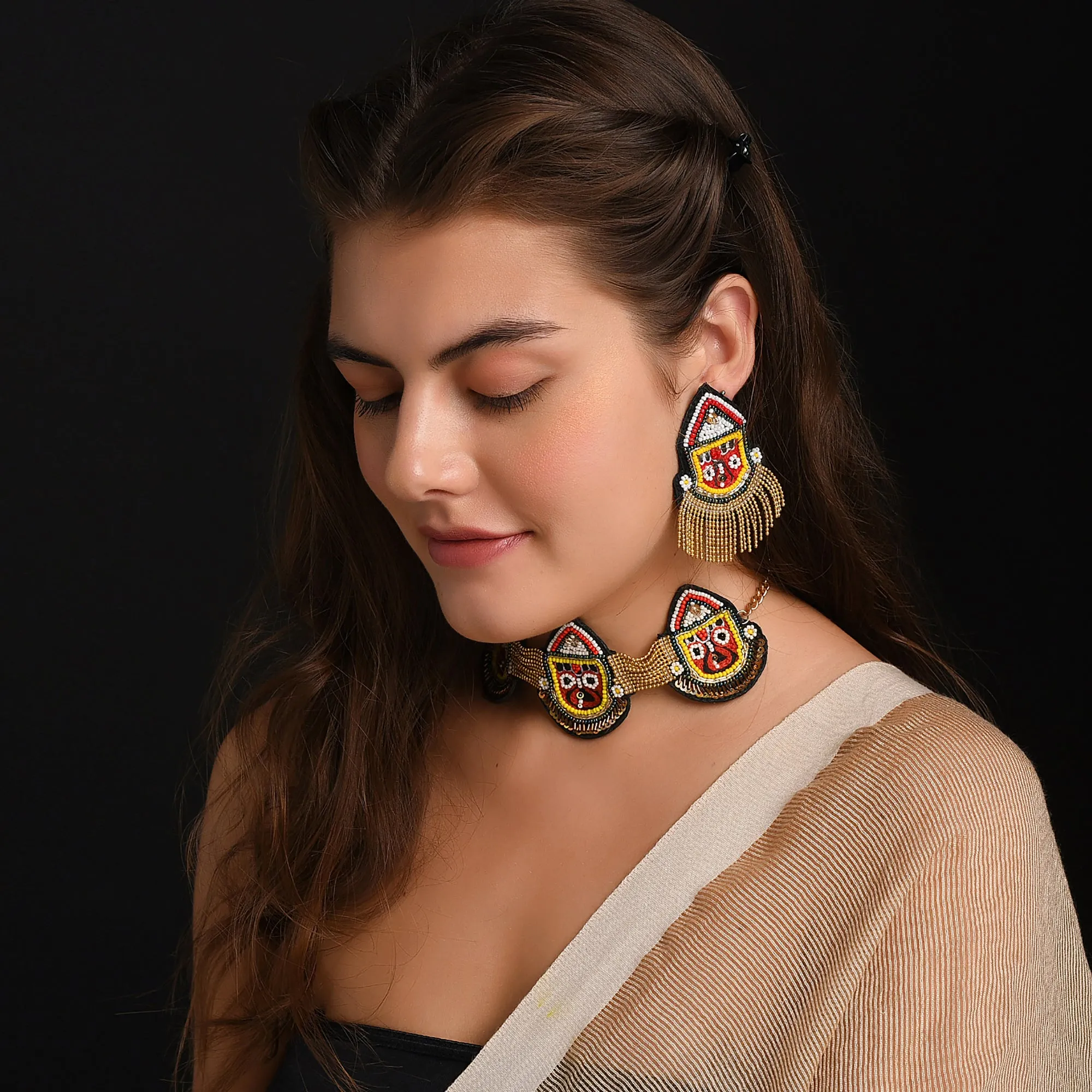 Jagganath Embroidered Earring